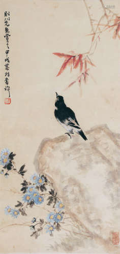 张书旂（1900-1957） 花间禽趣图 镜心 设色纸本