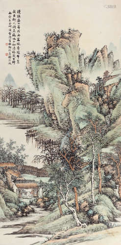 徐行敏（1871-1932） 秋山读书图 立轴 设色纸本