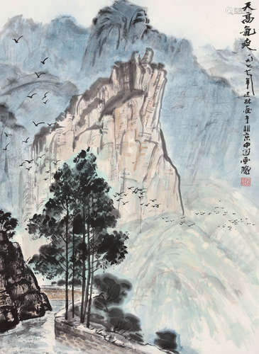 杨达林（b.1938） 天高气爽 立轴 设色纸本