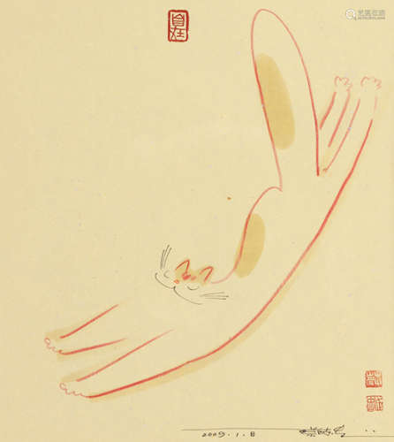 蔡志忠（b.1948） 猫 镜心 设色纸本