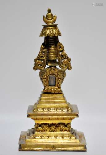 十七八世纪铜鎏金舍利塔