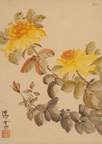 Chinese School, 20th Century/Yellow Roses/signed lower left,...