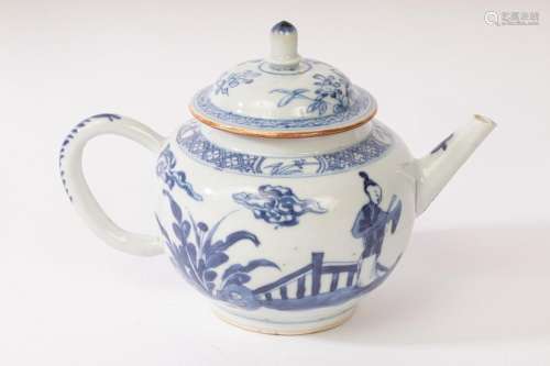 A Chinese blue and white porcelain teapot, Kangxi, decorated...