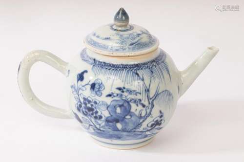 A Chinese blue and white porcelain teapot, Qianlong, the bod...