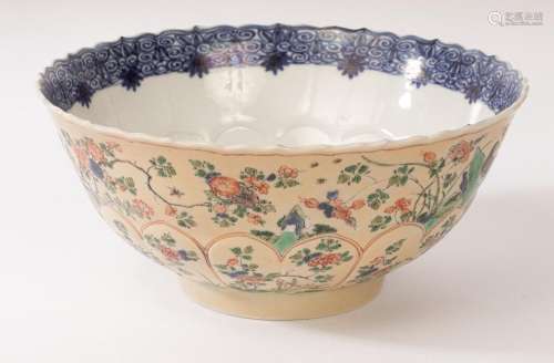 A Chinese famille vert wavy rim porcelain bowl, Kangxi, the ...