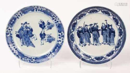 Two Chinese blue and white porcelain plates, Guangxu, one de...