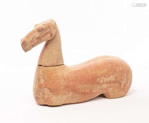 A Chinese Tang terracotta horse, Tang Dynasty, originally pa...