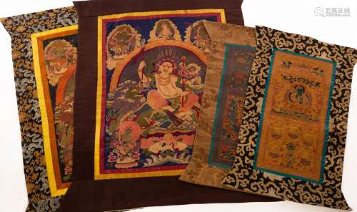 Four Tibetan Buddhisam Tangka, 19th/20th Century, the larger...