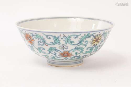 A Chinese porcelain bowl, 20th Century, Doucai, the exterior...