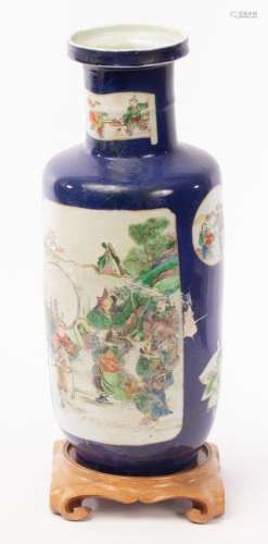 A Chinese porcelain vase, Pankouping, Qing, famille vert pan...