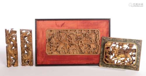 Four Chinese wood carvings, 19/20th Century, the largest dep...