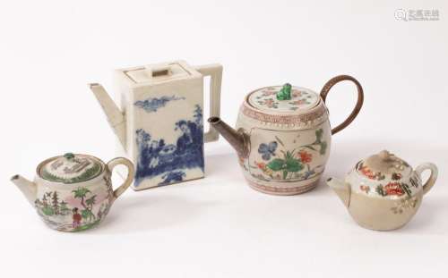 Four Oriental teapots, 19th Century, one in blue and white, ...