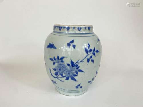 Pot motif fleur bleu et blanc