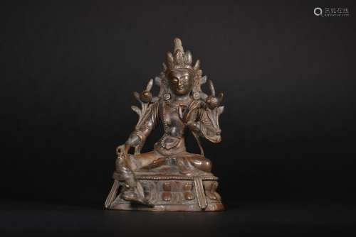 17-18世纪 西藏雪堆白风格铜绿度母坐像