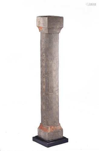 RARE CHINESE 1ST CENTURY B.C EARTHENWARE CHAMBER PILLAR