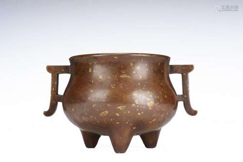 A GOLD SPLASHED BRONZE CENSER