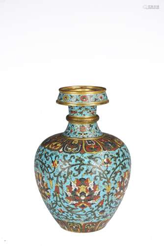 A GILT BRONZE CLOISONNE ENAMEL VASE