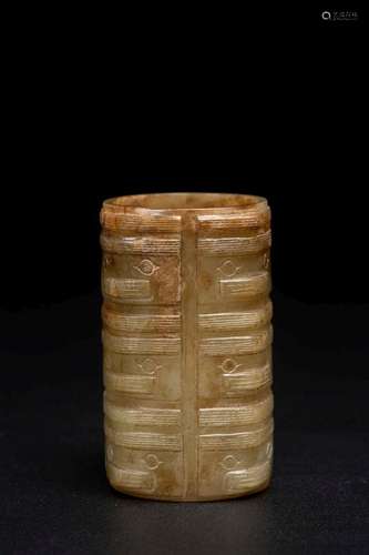 AN ARCHAISTIC JADE CEREMONIAL CONG