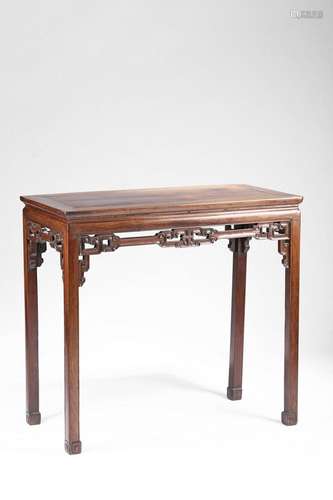 A CHINESE HARDWOOD CORNER LEG SIDE TABLE