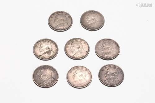 A GROUP OF NINE 'YUAN SHIKAI' SILVER COINS