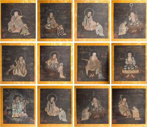 A COLOR AND INK ON SILK 'ARHATS' ALBUM, ANONYMOUS