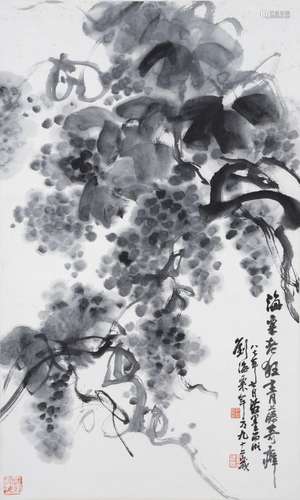 LIU HAISU: INK ON PAPER 'WISTERIA' PAINTING