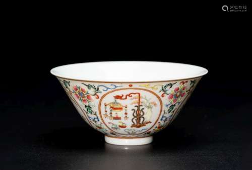 A FAMILLE ROSE 'BOGU' FLOWERS BOWL