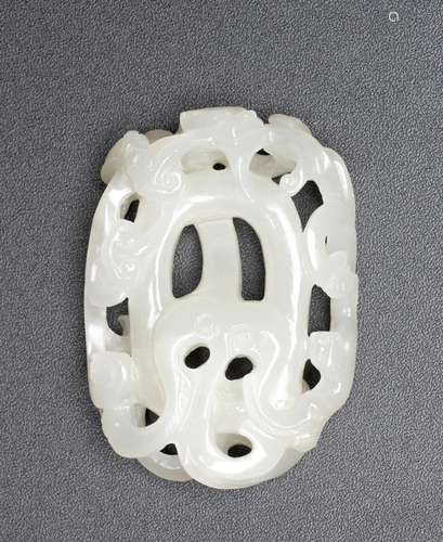 A WHITE JADE 'CHILONG' PENDANT