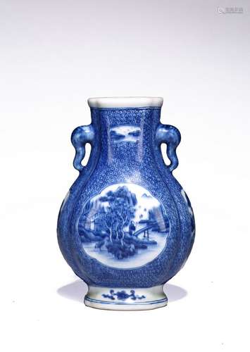 A BLUE AND WHITE 'LANDSCAPE' VASE