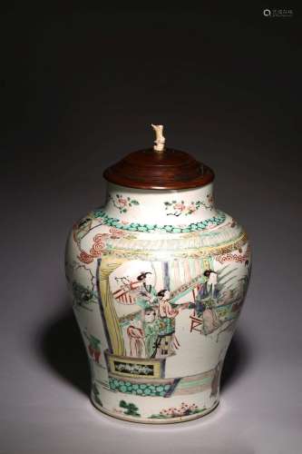 A CHINESE FAMILLE VERTE FIGURES JAR