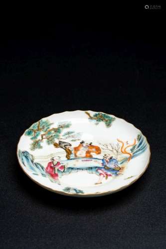 A CHINESE FAMILLE ROSE 'EIGHT IMMORTALS' DISH