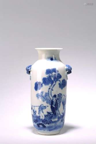 A CHINESE BLUE AND WHITE 'SCHOLAR' VASE