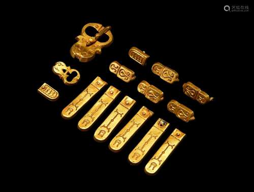 A LARGE GROUP OF BYZANTINE GOLD HORSE BITS, CIRCA 3RD-5TH CE...