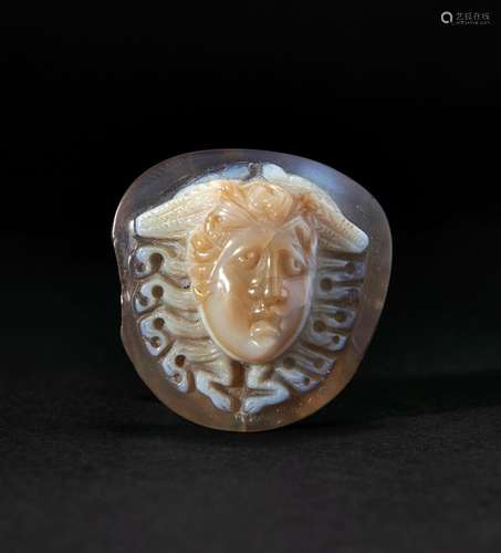 A ROMAN SARDONYX CAMEO OF MEDUSA CIRCA 1ST CENTURY A.D.