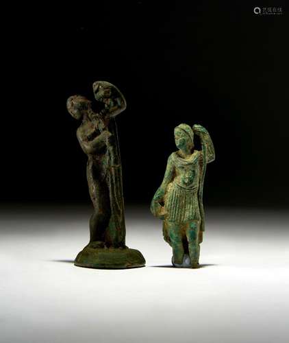 TWO BRONZE ROMAN FIGURES OF DEITIES, CIRCA 3RD CENTURY A.D.