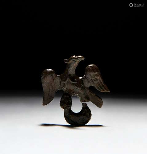 A ROMAN BRONZE PENDANT OF AN EAGLE, IMPERIAL PERIOD CIRCA 1S...