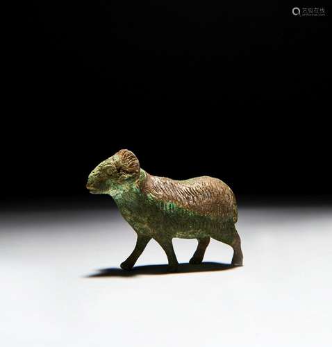 A ROMAN BRONZE SILVER INLAID FIGURE OF A LAMB, CIRCA 2ND CEN...