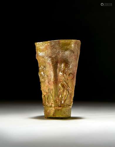 A LARGE ROMAN MOLD BLOWN GLASS BEAKER, 2ND HALF OF 1ST CENTU...