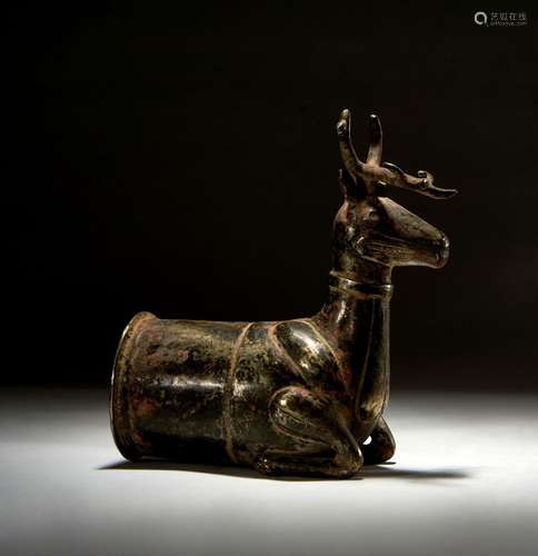 A GREEK SILVER RHYTON IN THE FORM OF A DEER, PROBABLY ANCIEN...