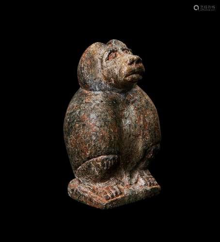 AN EGYPTIAN STEATITE BABOON LATE PERIOD, CIRCA 664-323 B.C.