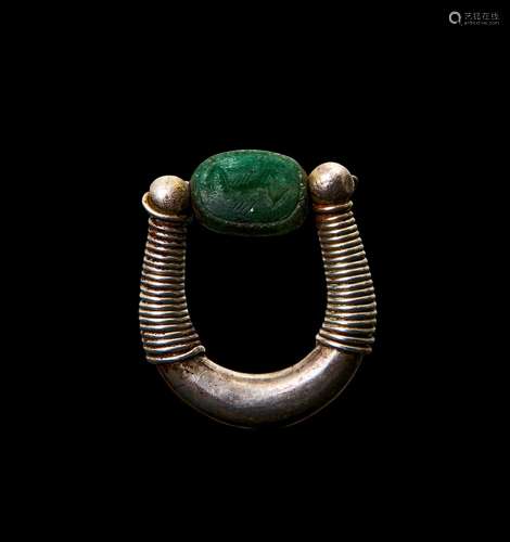 A RARE GRECO PHOENICIAN GREEN JASPER SCORPION SCARAB INTAGLI...