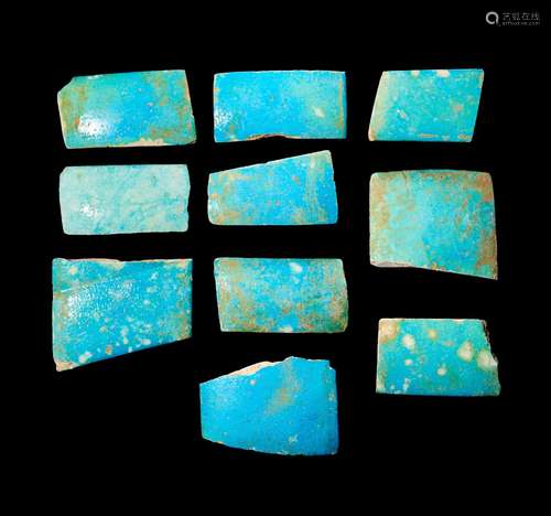 TEN EGYPTIAN TURQUOISE FIAENCE FRAGMENTS, PTOLEMAIC PERIOD, ...