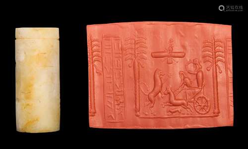 A CHALCEDONY CYLINDER SEAL "THE DARIUS SEAL" PROBA...