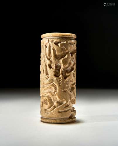 A LARGE WESTERN ASIATIC CARVED STONE CYLINDER & STAMP SE...