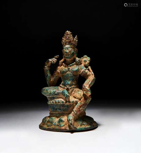 A HIGHLY IMPORTANT GANDHARA BRONZE SEATED BODHISATTVA , 7TH/...