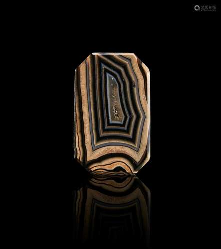 A BANDED AGATE BEAD IN RECTANGULAR FORM, PROBABLY ANCIENT