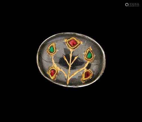 A MUGHAL GEMSET GOLD ROCK CRYSTAL PENDANT, 19TH CENTURY