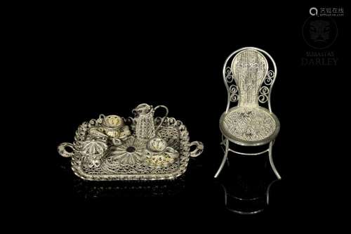 Filigree silver miniatures, Asia, early 20th century