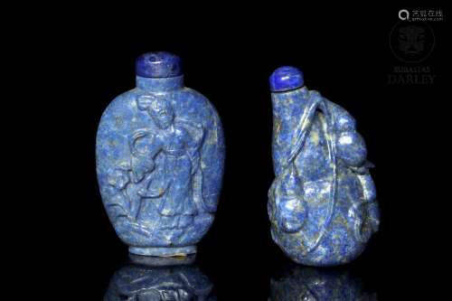 Two lapis lazuli snuff bottles, 20th century