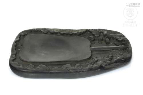 Carved stone painting palette, Qing dynasty.